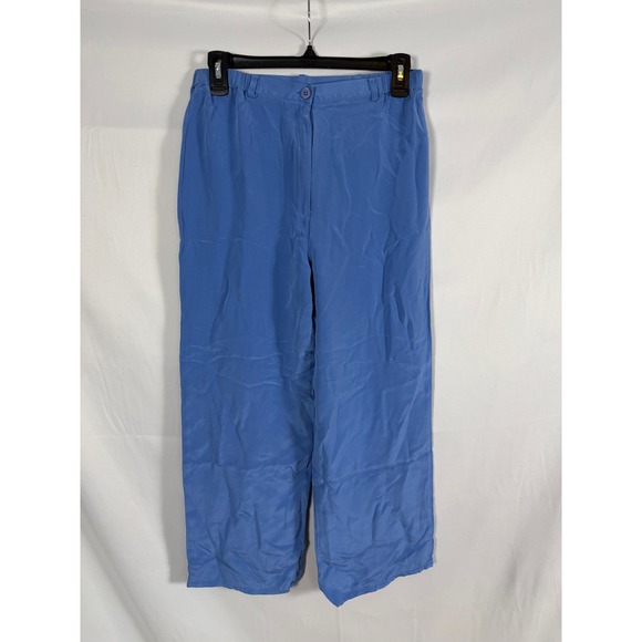 Josephine Chaus Pants - Josephine Chaus Petite Blue 100% Silk Wide Leg Trousers Pants Womens 8P